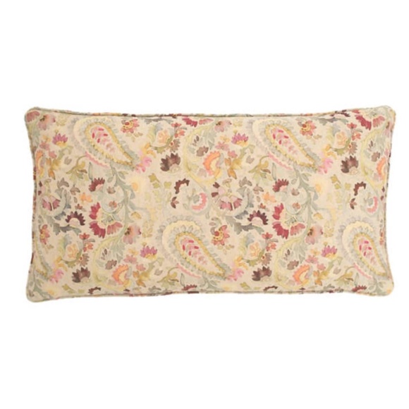 Annie Selke Pine Cone Hill linen Ines paisley oversized lumbar pillow w/ insert - Picture 1 of 5